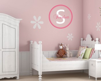 Customized Monogram Name with Circle Frame Decal Customized Monogram Name with Circle Frame Decal